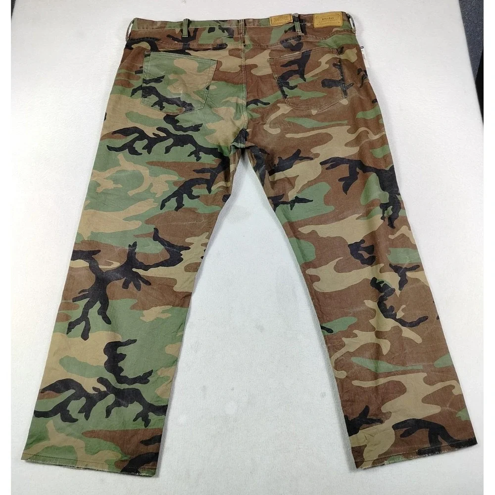 Polo Ralph Lauren Hampton Relaxed Straight Jeans Mens 46x30 Camo Stretch Denim
